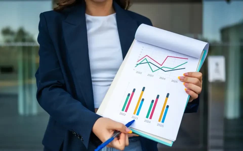 Wykres wzrostu sprzedaży o 30-60% w pierwszym roku po wdrożeniu strony internetowe